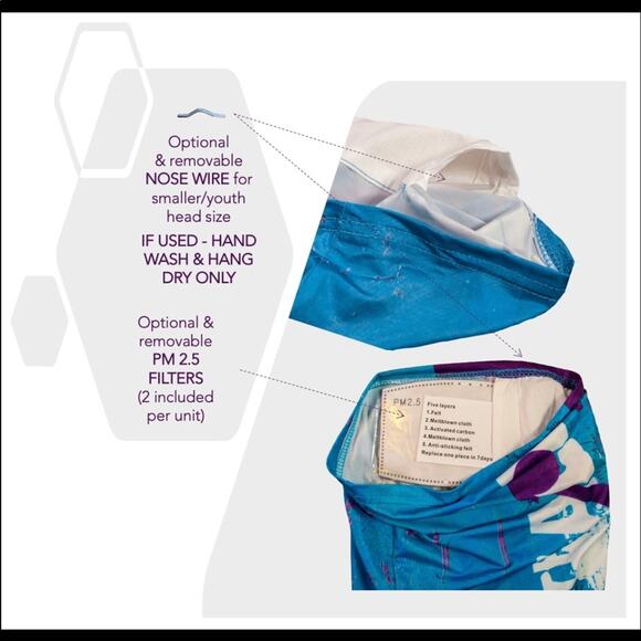 2 Hoop Dreams Basketball Neck Gaiters w/ Filters! - Picture 7 of 12